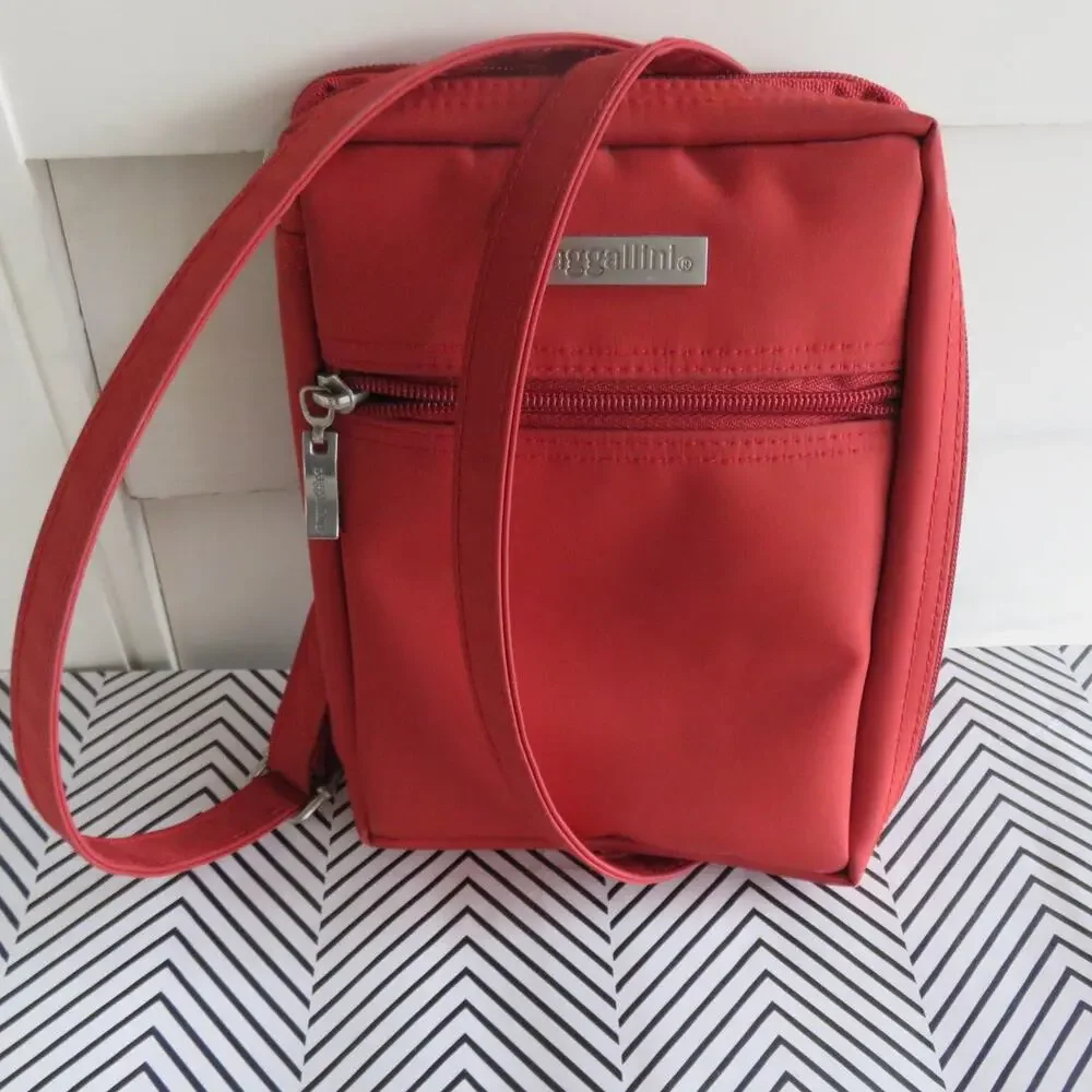 Baggallini Small Red Crossbody Bag and Waist Bag lots of zippered compartments
